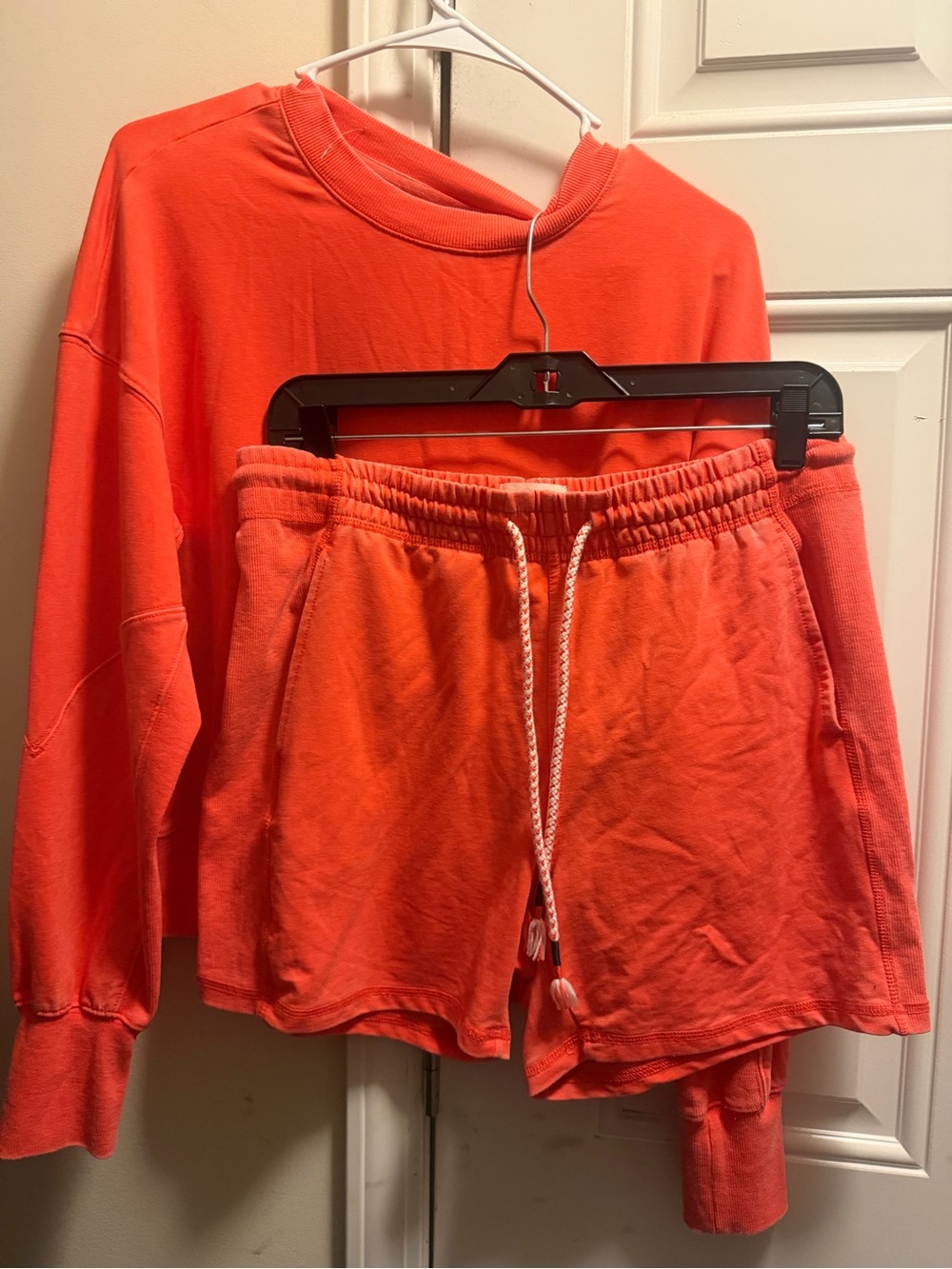 Women's Coral Drawstring Lounge Crew Neck & Shorts Set